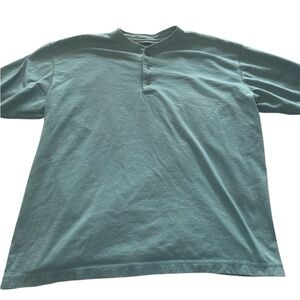 Croft and Barrow Men’s Large Blue/Green 1/4 Button Short Sleeve Shirt